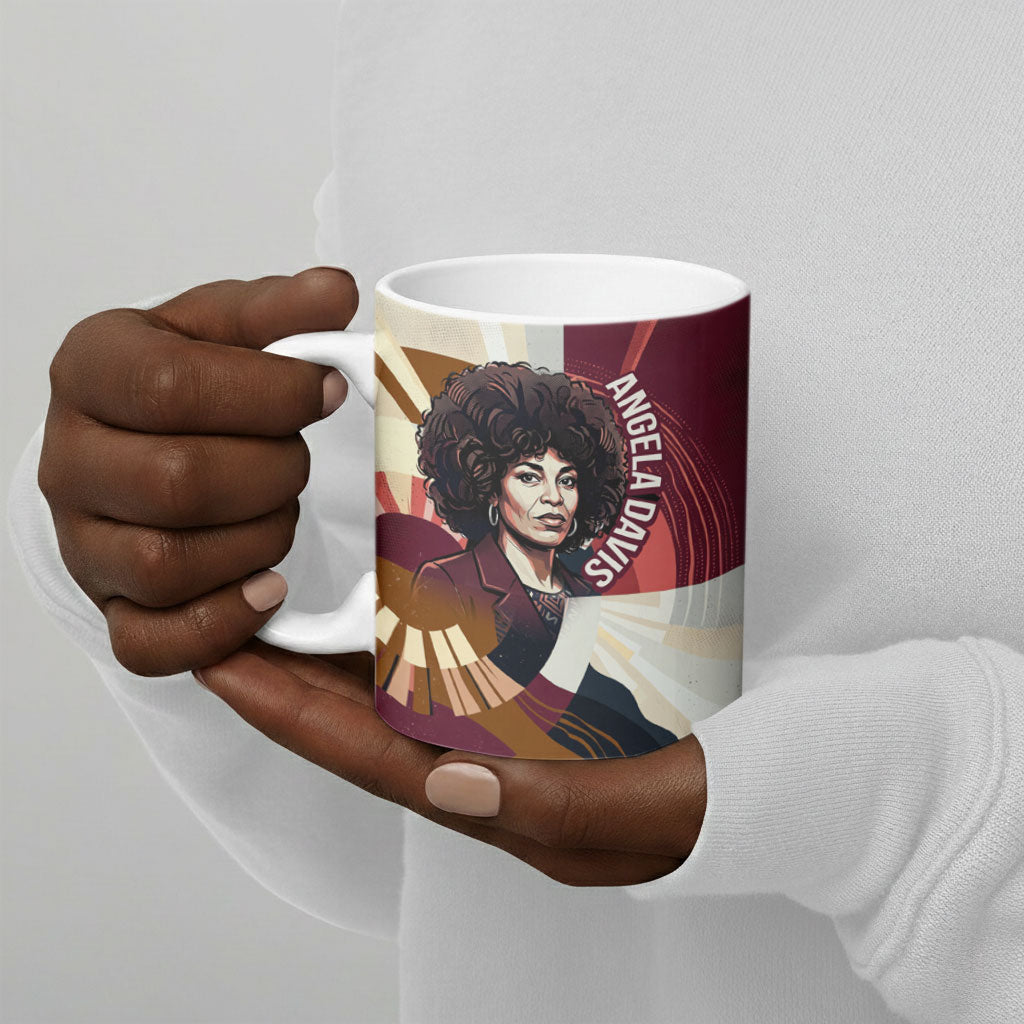 Angela Davis Black History Rights Activism Ceramic Mug Abstract Geometric Pop Art Retro Civil Rights