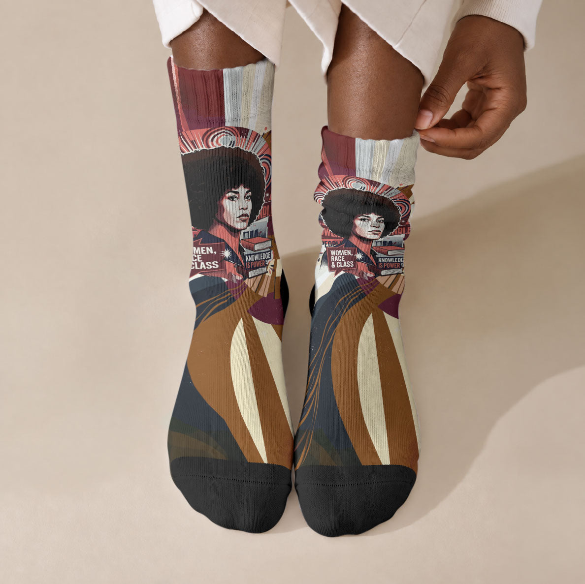Angela Davis Black History Rights Activism Crew Socks Abstract Geometric Pop Art Retro Civil Rights