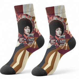 Angela Davis Black History Rights Activism Crew Socks Abstract Geometric Pop Art Retro Civil Rights
