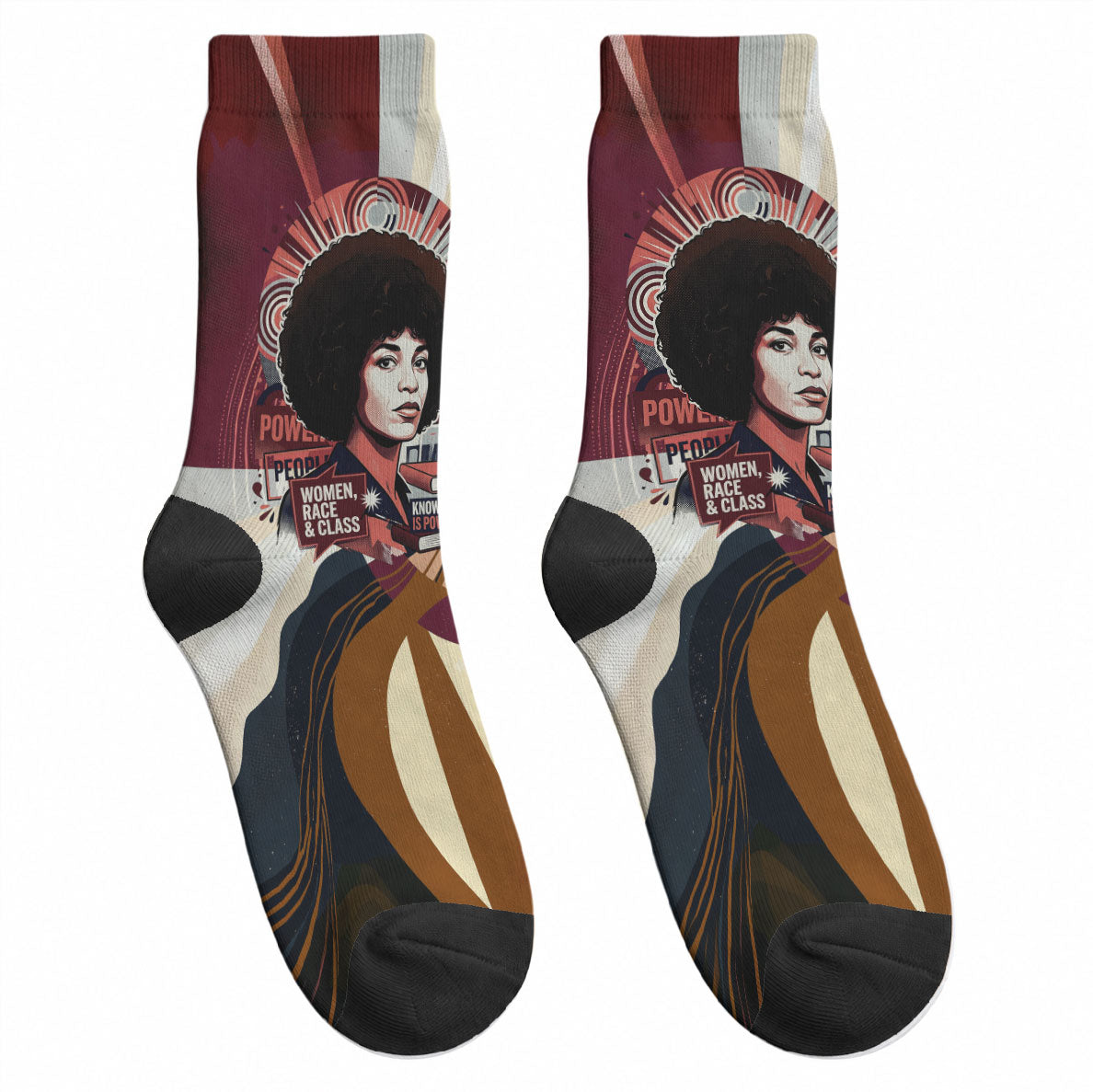 Angela Davis Black History Rights Activism Crew Socks Abstract Geometric Pop Art Retro Civil Rights