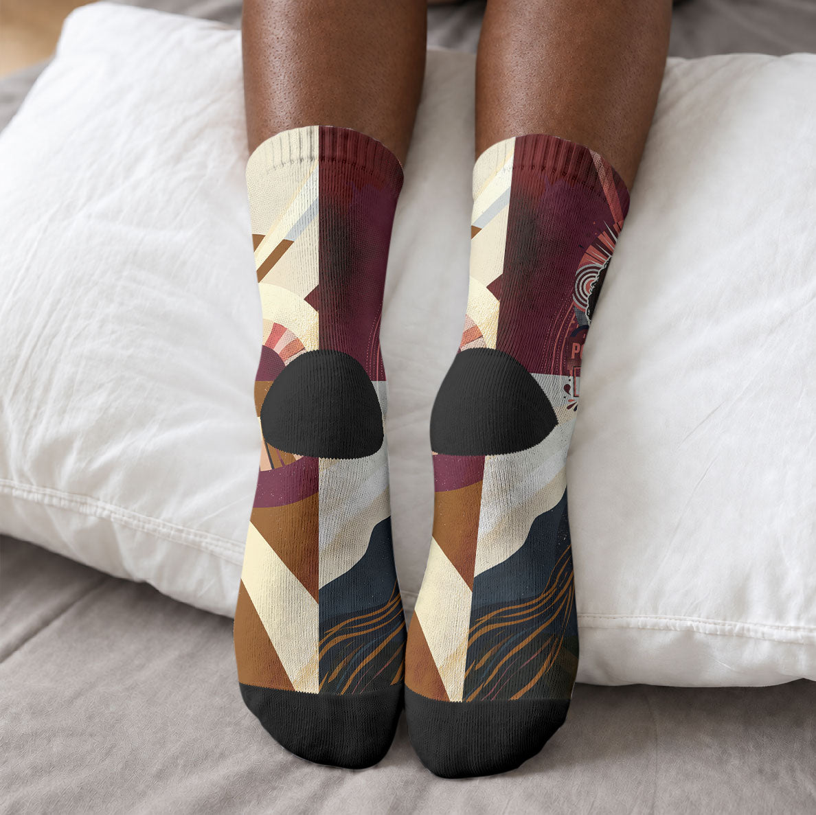 Angela Davis Black History Rights Activism Crew Socks Abstract Geometric Pop Art Retro Civil Rights