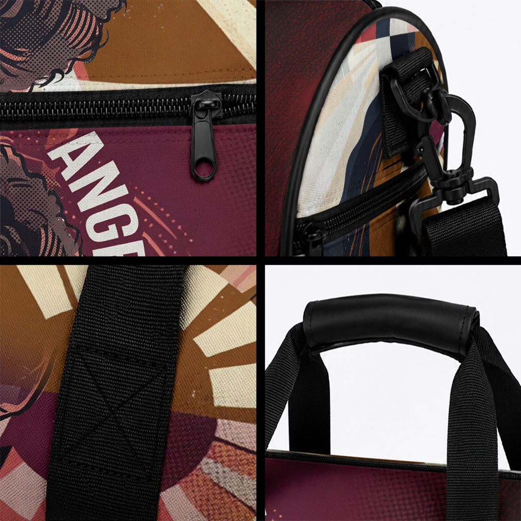 Angela Davis Black History Rights Activism Duffle Bag Abstract Geometric Pop Art Retro Civil Rights