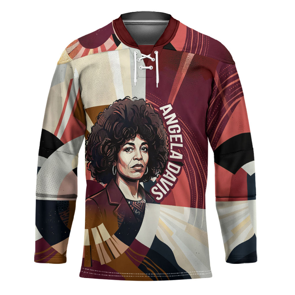 Angela Davis Black History Rights Activism Hockey Jersey Abstract Geometric Pop Art Retro Civil Rights