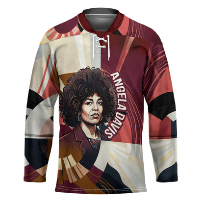 Angela Davis Black History Rights Activism Hockey Jersey Abstract Geometric Pop Art Retro Civil Rights