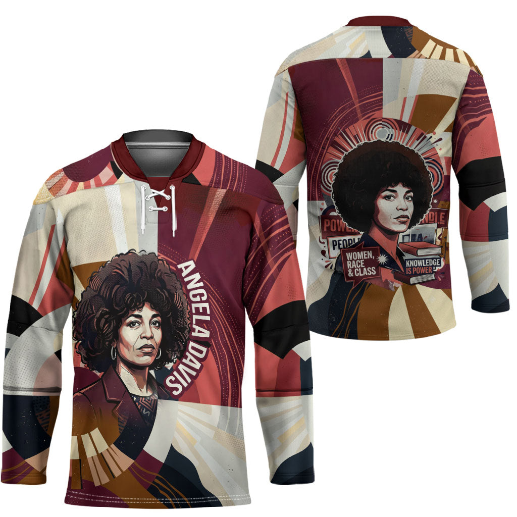 Angela Davis Black History Rights Activism Hockey Jersey Abstract Geometric Pop Art Retro Civil Rights