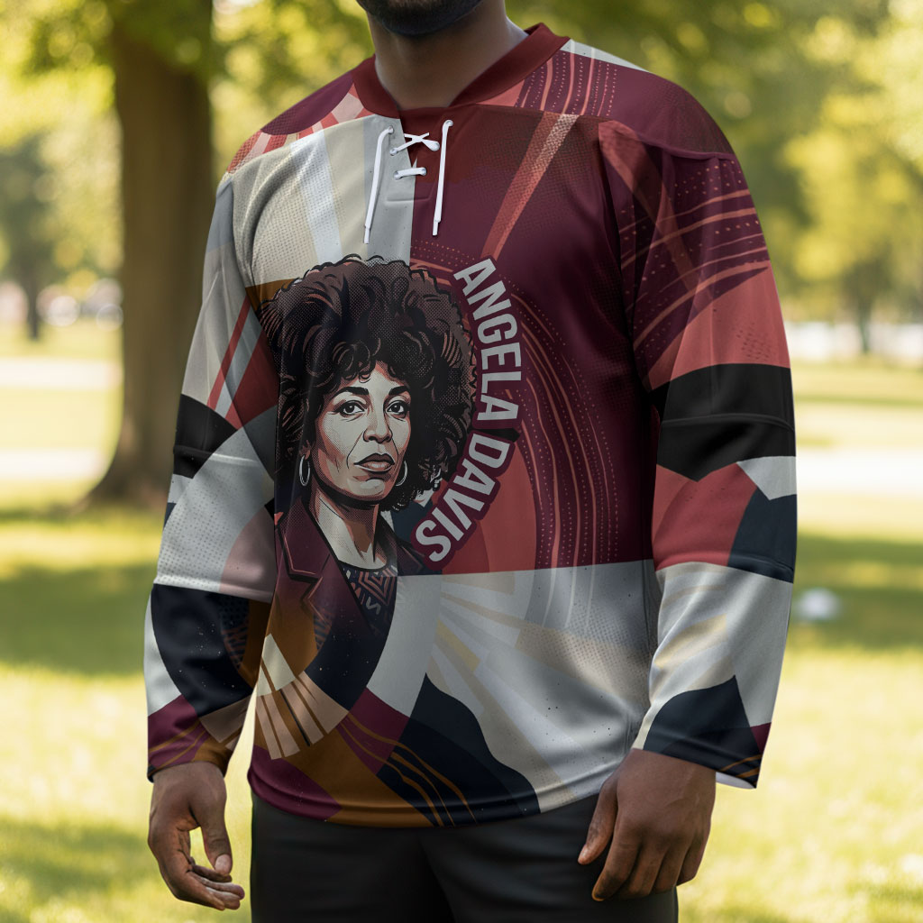 Angela Davis Black History Rights Activism Hockey Jersey Abstract Geometric Pop Art Retro Civil Rights