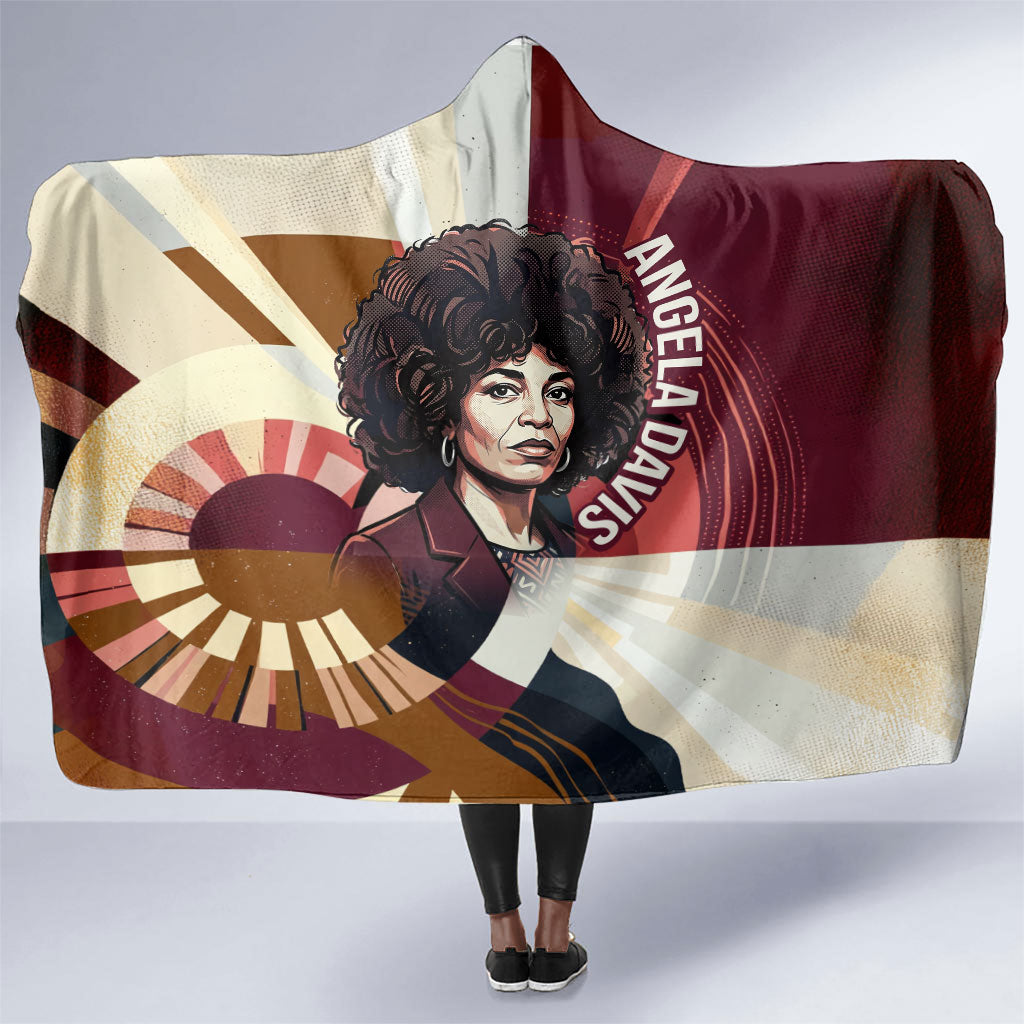 Angela Davis Black History Rights Activism Hooded Blanket Abstract Geometric Pop Art Retro Civil Rights