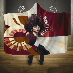 Angela Davis Black History Rights Activism Hooded Blanket Abstract Geometric Pop Art Retro Civil Rights