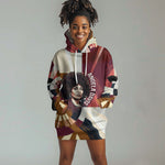 Angela Davis Black History Rights Activism Hoodie Dress Abstract Geometric Pop Art Retro Civil Rights