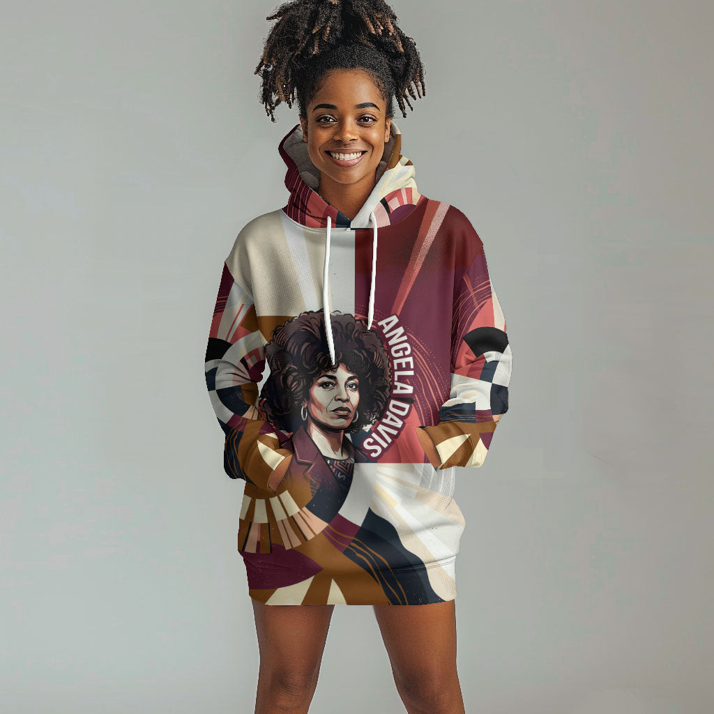 Angela Davis Black History Rights Activism Hoodie Dress Abstract Geometric Pop Art Retro Civil Rights