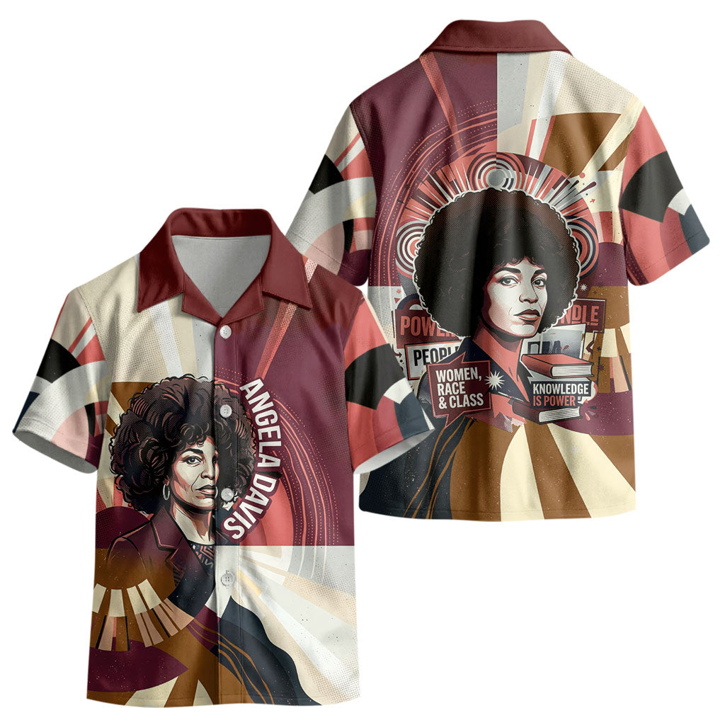 Angela Davis Black History Rights Activism Kid Hawaiian Shirt Abstract Geometric Pop Art Retro Civil Rights