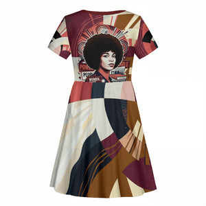 Angela Davis Black History Rights Activism Kid Short Sleeve Dress Abstract Geometric Pop Art Retro Civil Rights