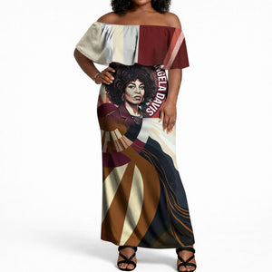 Angela Davis Black History Rights Activism Off Shoulder Maxi Dress Abstract Geometric Pop Art Retro Civil Rights