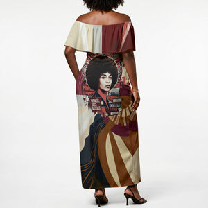 Angela Davis Black History Rights Activism Off Shoulder Maxi Dress Abstract Geometric Pop Art Retro Civil Rights