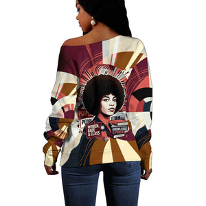 Angela Davis Black History Rights Activism Off Shoulder Sweater Abstract Geometric Pop Art Retro Civil Rights