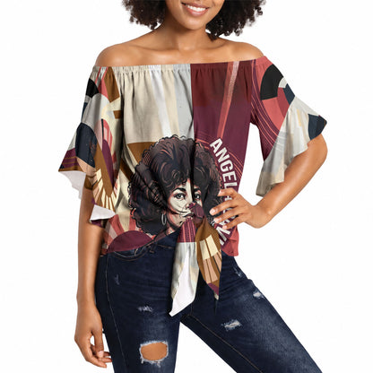 Angela Davis Black History Rights Activism Off Shoulder Wrap Waist Top Abstract Geometric Pop Art Retro Civil Rights