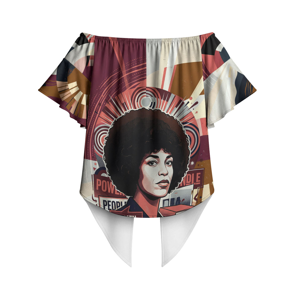 Angela Davis Black History Rights Activism Off Shoulder Wrap Waist Top Abstract Geometric Pop Art Retro Civil Rights