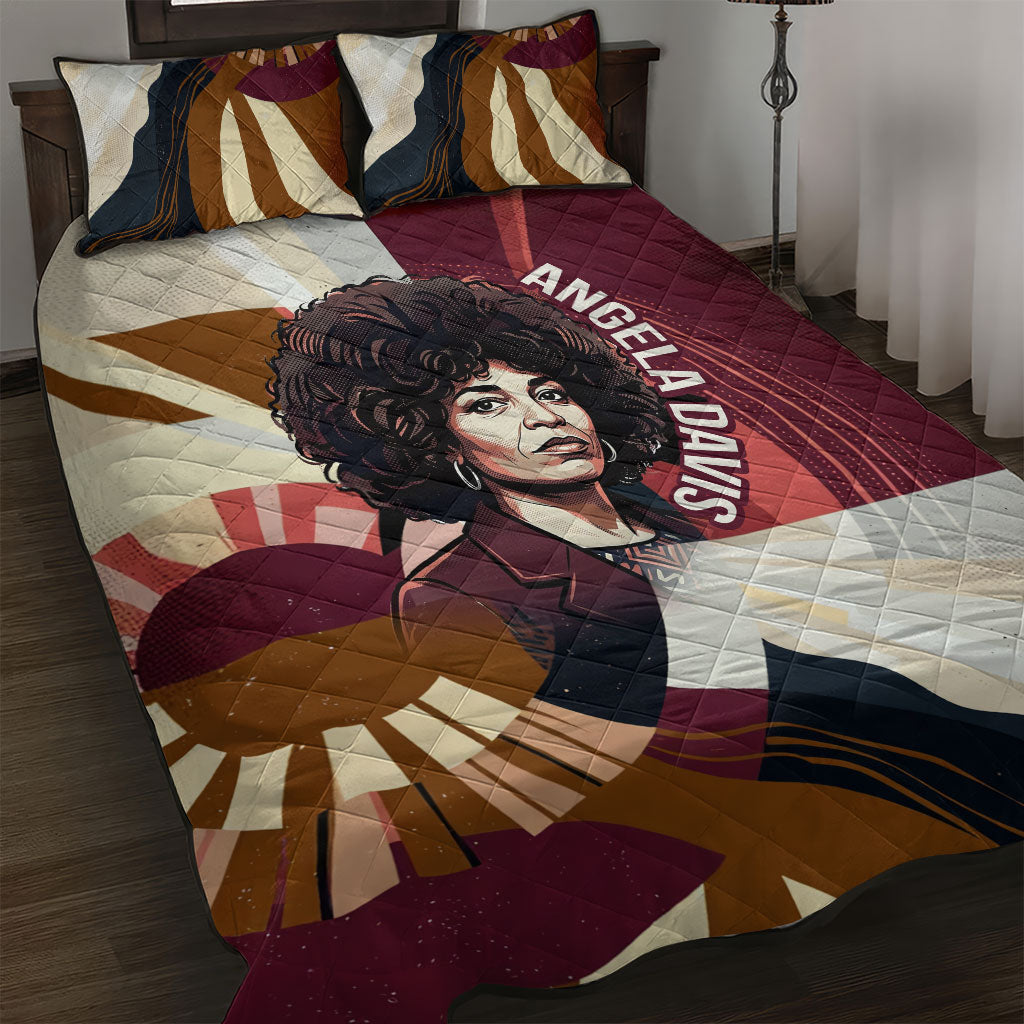 Angela Davis Black History Rights Activism Quilt Bed Set Abstract Geometric Pop Art Retro Civil Rights