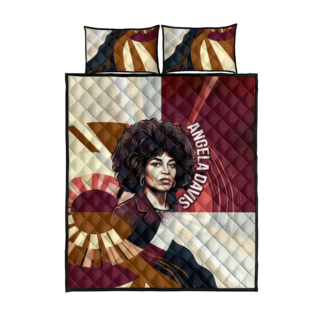 Angela Davis Black History Rights Activism Quilt Bed Set Abstract Geometric Pop Art Retro Civil Rights