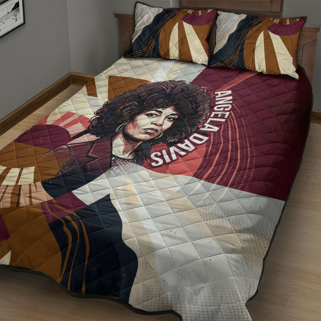 Angela Davis Black History Rights Activism Quilt Bed Set Abstract Geometric Pop Art Retro Civil Rights
