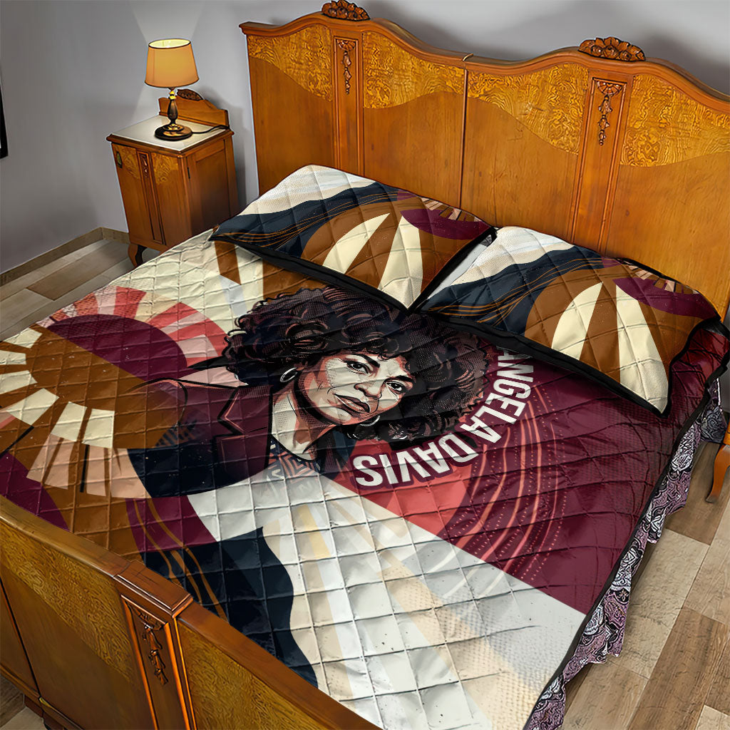 Angela Davis Black History Rights Activism Quilt Bed Set Abstract Geometric Pop Art Retro Civil Rights