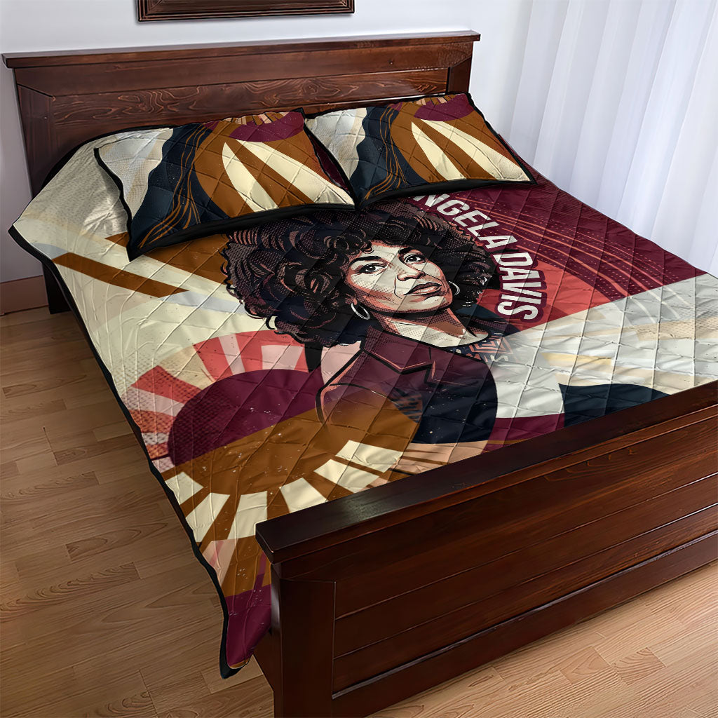 Angela Davis Black History Rights Activism Quilt Bed Set Abstract Geometric Pop Art Retro Civil Rights