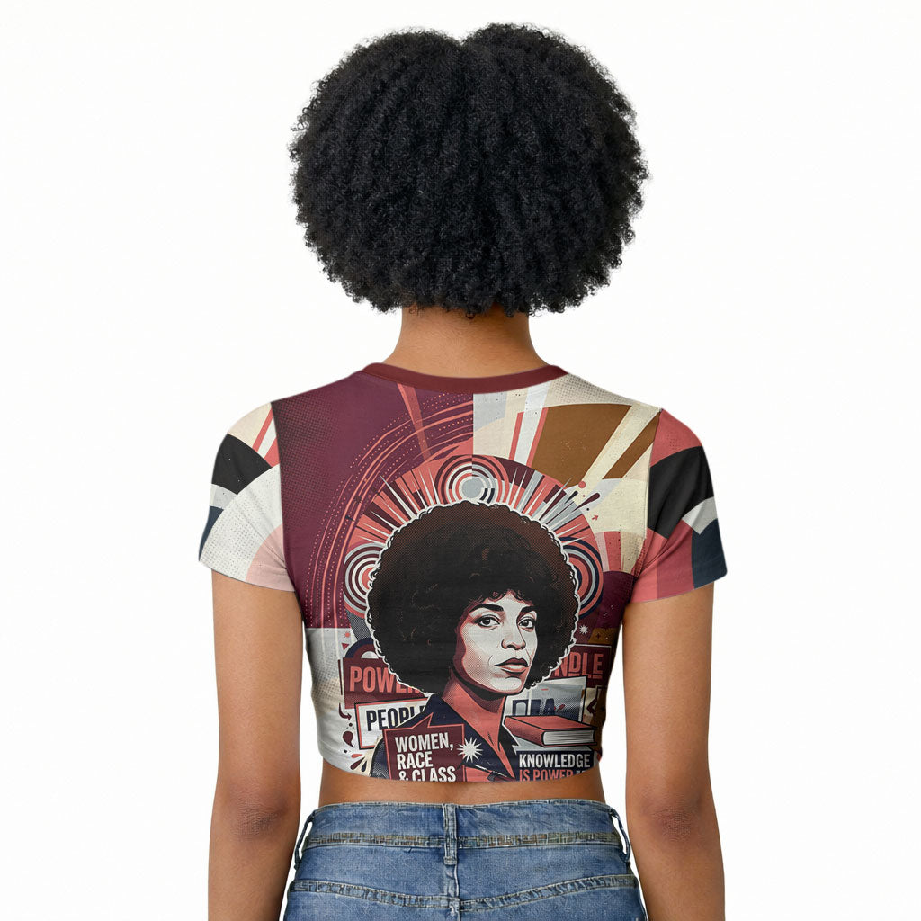 Angela Davis Black History Rights Activism Raglan Cropped T shirt Abstract Geometric Pop Art Retro Civil Rights