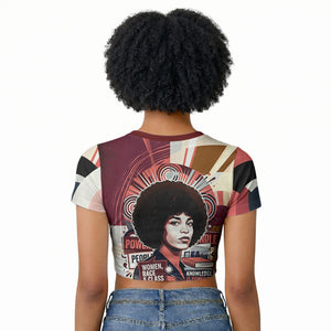 Angela Davis Black History Rights Activism Raglan Cropped T shirt Abstract Geometric Pop Art Retro Civil Rights