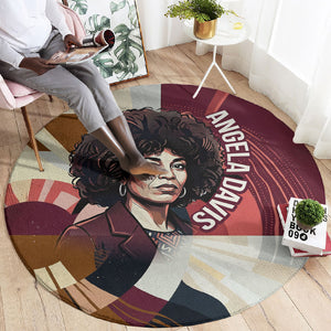 Angela Davis Black History Rights Activism Round Carpet Abstract Geometric Pop Art Retro Civil Rights