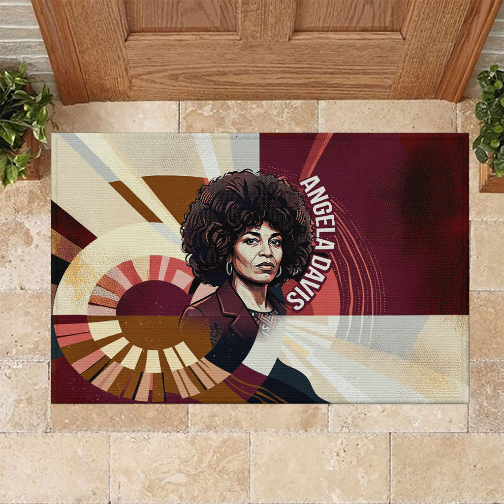 Angela Davis Black History Rights Activism Rubber Doormat Abstract Geometric Pop Art Retro Civil Rights