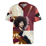 Angela Davis Black History Rights Activism Rugby Jersey Abstract Geometric Pop Art Retro Civil Rights