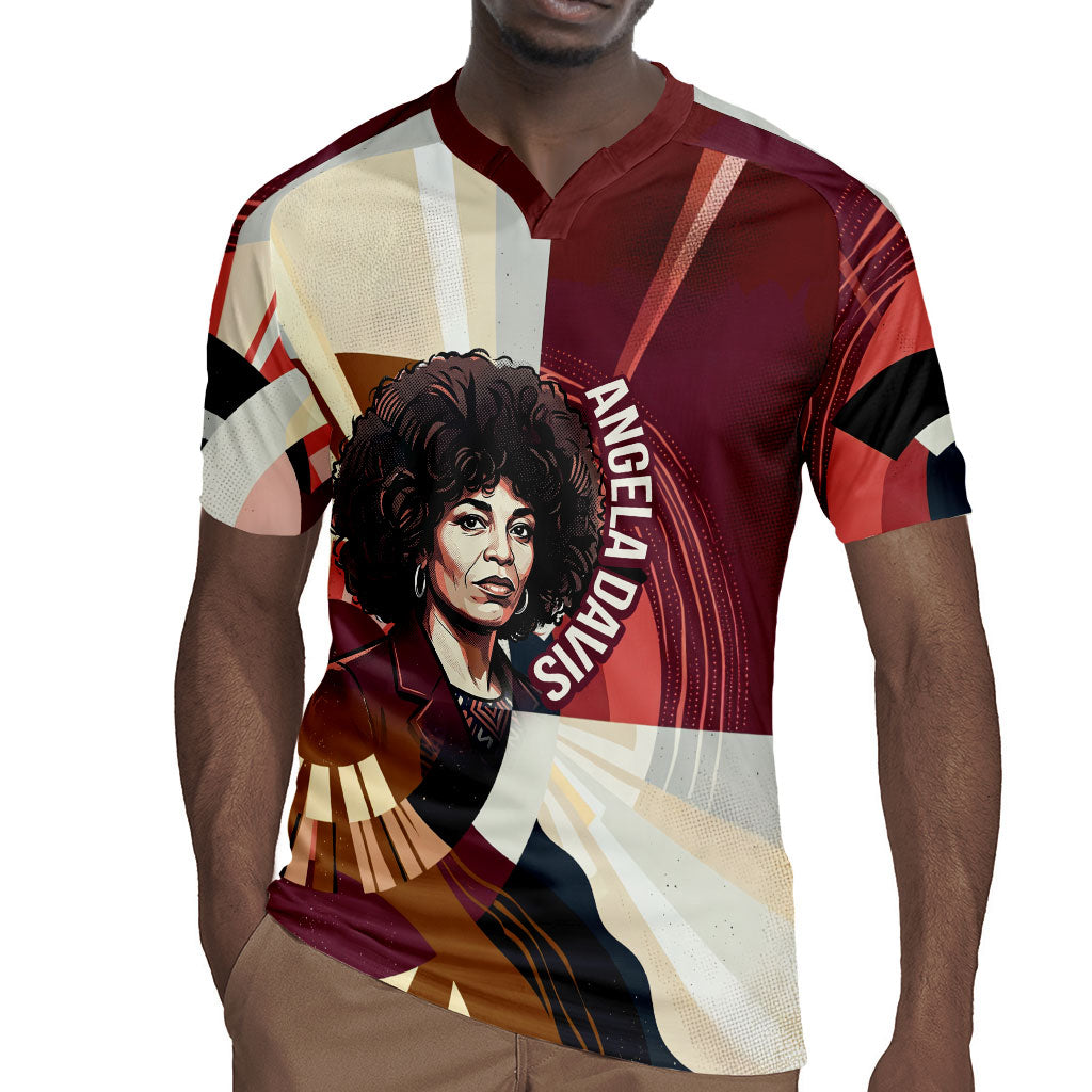 Angela Davis Black History Rights Activism Rugby Jersey Abstract Geometric Pop Art Retro Civil Rights