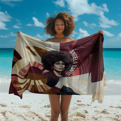 Angela Davis Black History Rights Activism Sarong Abstract Geometric Pop Art Retro Civil Rights