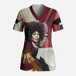 Angela Davis Black History Rights Activism Scrub Top Abstract Geometric Pop Art Retro Civil Rights