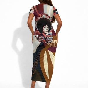 Angela Davis Black History Rights Activism Short Sleeve Bodycon Dress Abstract Geometric Pop Art Retro Civil Rights