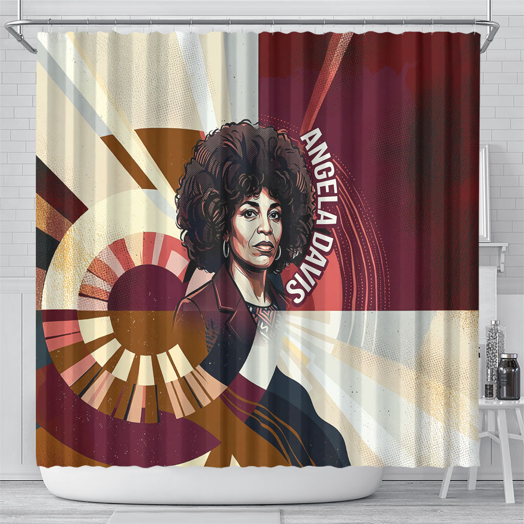Angela Davis Black History Rights Activism Shower Curtain Abstract Geometric Pop Art Retro Civil Rights