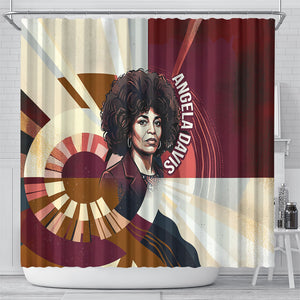Angela Davis Black History Rights Activism Shower Curtain Abstract Geometric Pop Art Retro Civil Rights