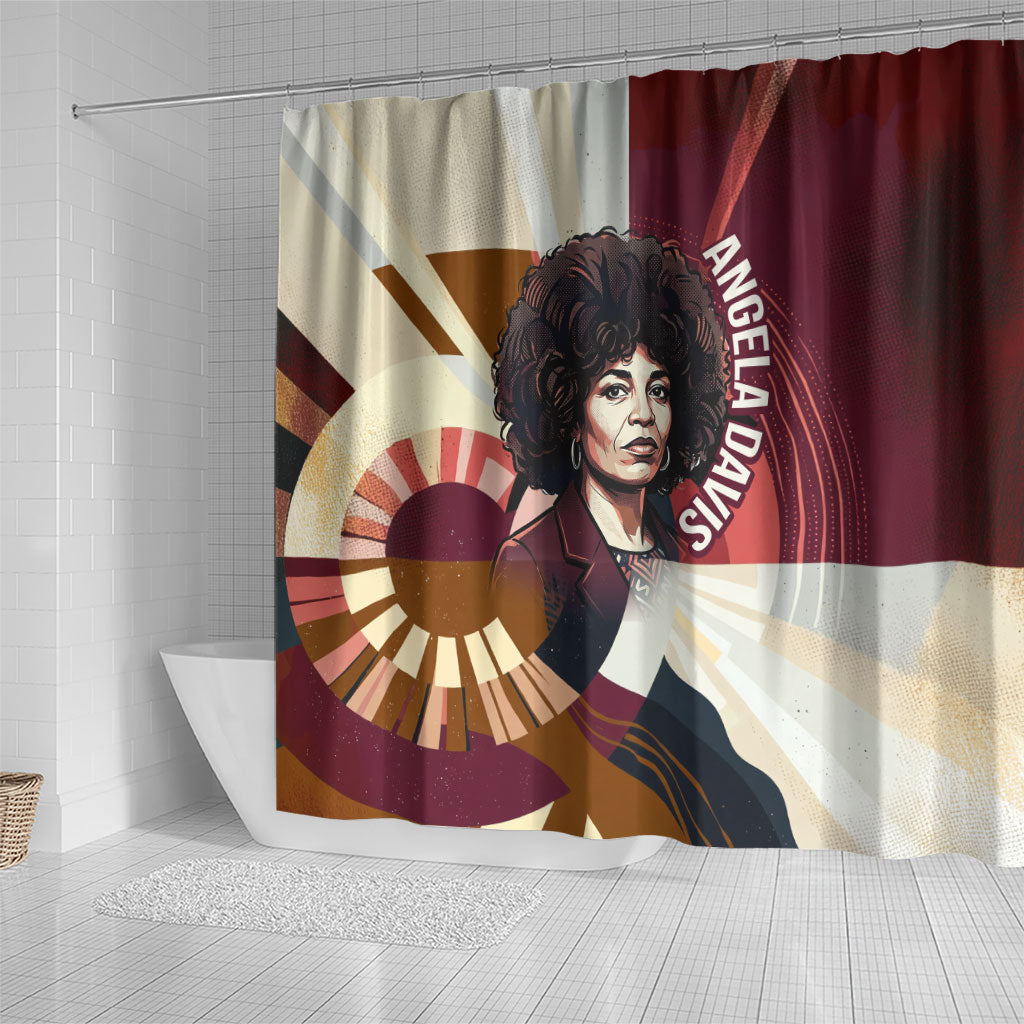 Angela Davis Black History Rights Activism Shower Curtain Abstract Geometric Pop Art Retro Civil Rights