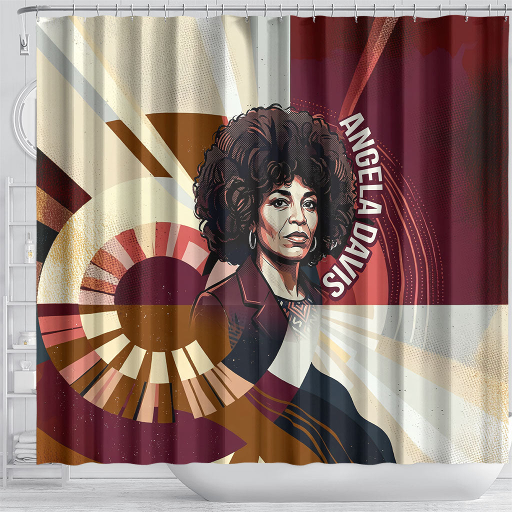 Angela Davis Black History Rights Activism Shower Curtain Abstract Geometric Pop Art Retro Civil Rights