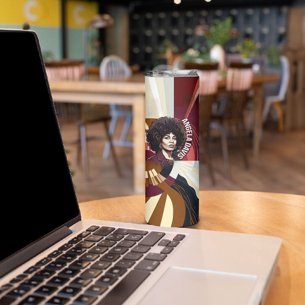 Angela Davis Black History Rights Activism Skinny Tumbler Abstract Geometric Pop Art Retro Civil Rights