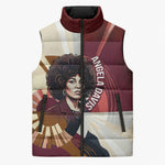 Angela Davis Black History Rights Activism Sleeveless Puffer Jacket Abstract Geometric Pop Art Retro Civil Rights