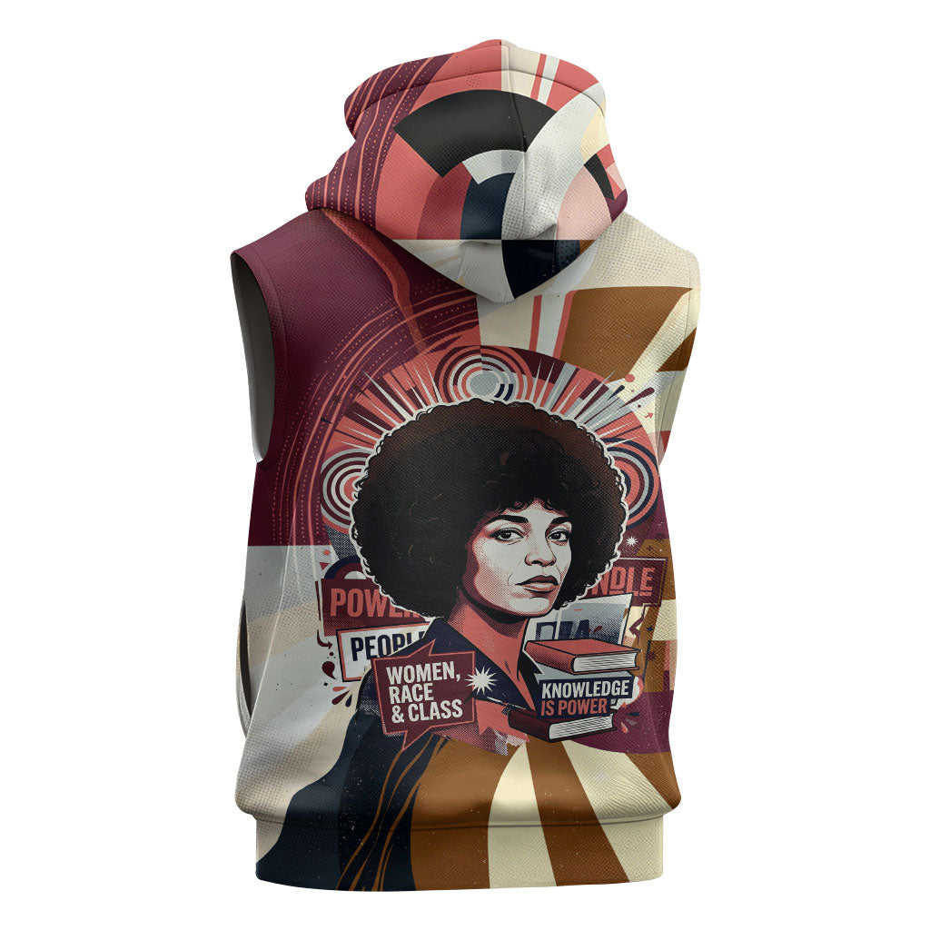 Angela Davis Black History Rights Activism Sleeveless Zip Hoodie Abstract Geometric Pop Art Retro Civil Rights