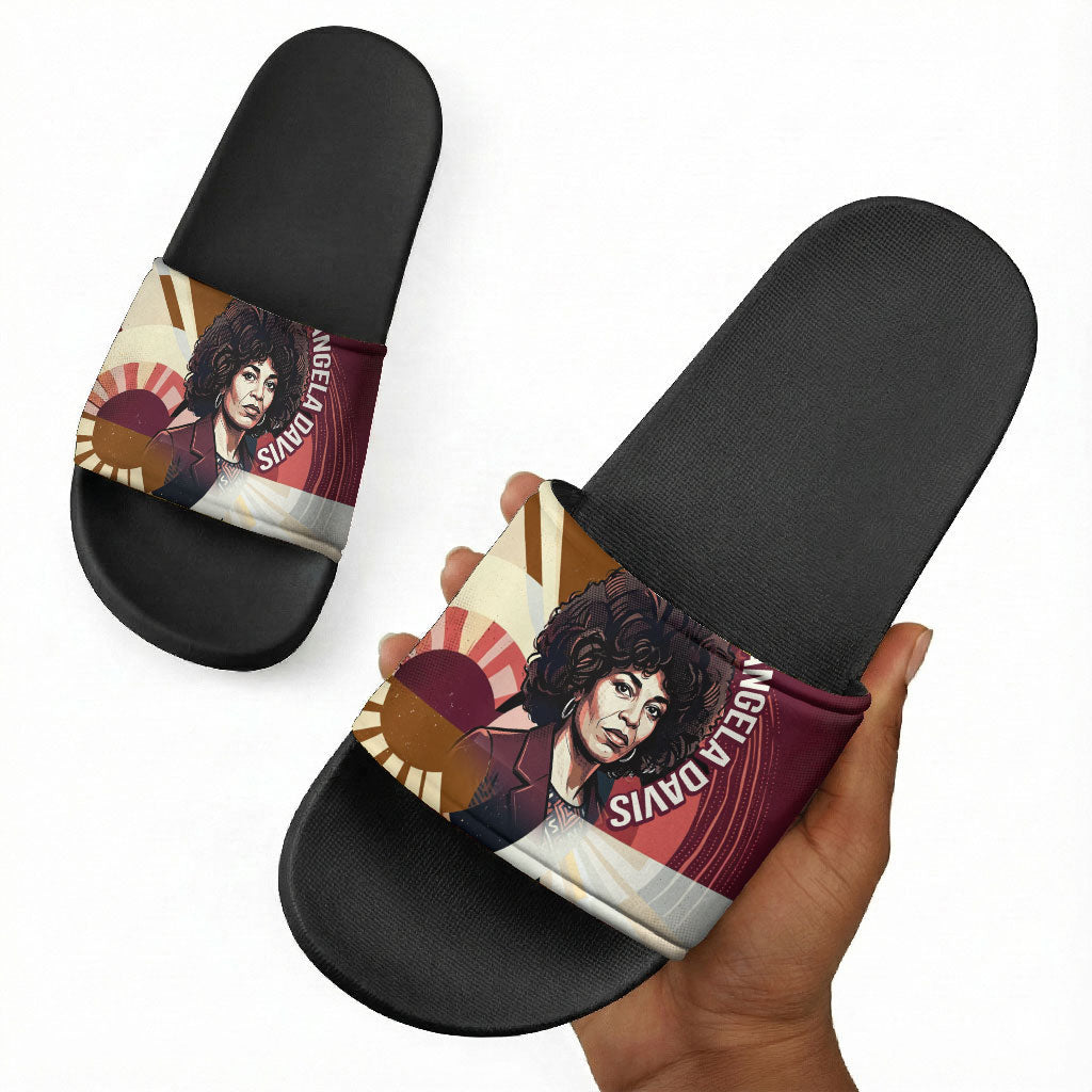 Angela Davis Black History Rights Activism Slide Sandals Abstract Geometric Pop Art Retro Civil Rights