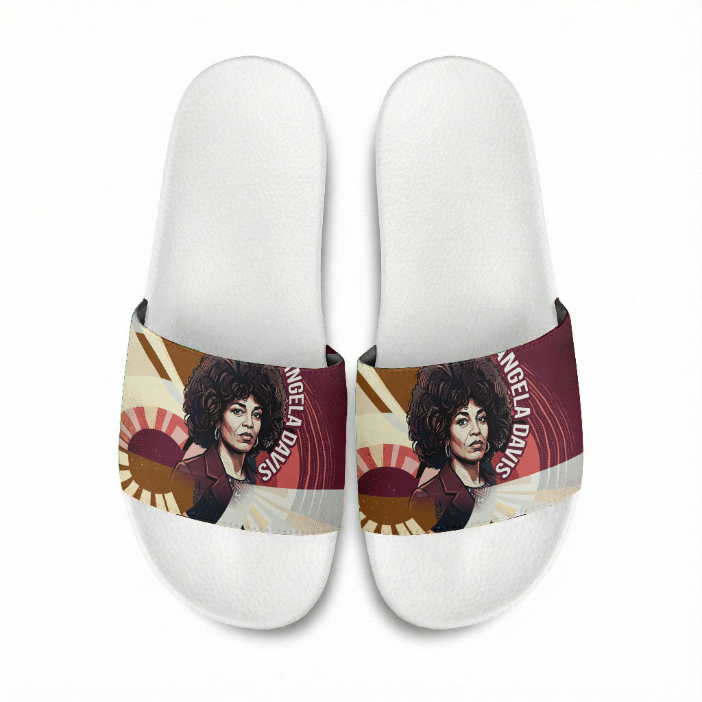 Angela Davis Black History Rights Activism Slide Sandals Abstract Geometric Pop Art Retro Civil Rights