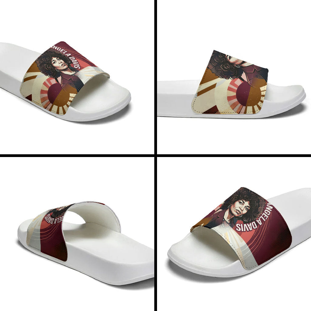 Angela Davis Black History Rights Activism Slide Sandals Abstract Geometric Pop Art Retro Civil Rights