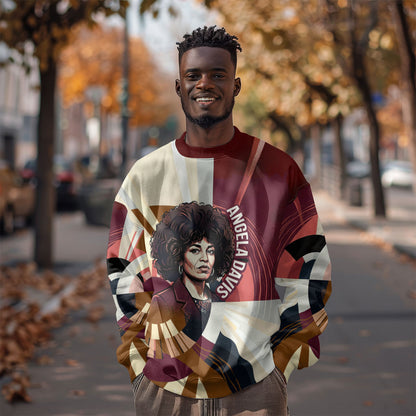 Angela Davis Black History Rights Activism Sweatshirt Abstract Geometric Pop Art Retro Civil Rights
