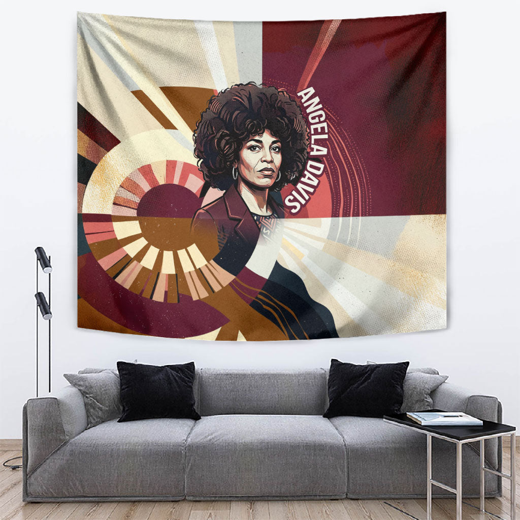 Angela Davis Black History Rights Activism Tapestry Abstract Geometric Pop Art Retro Civil Rights