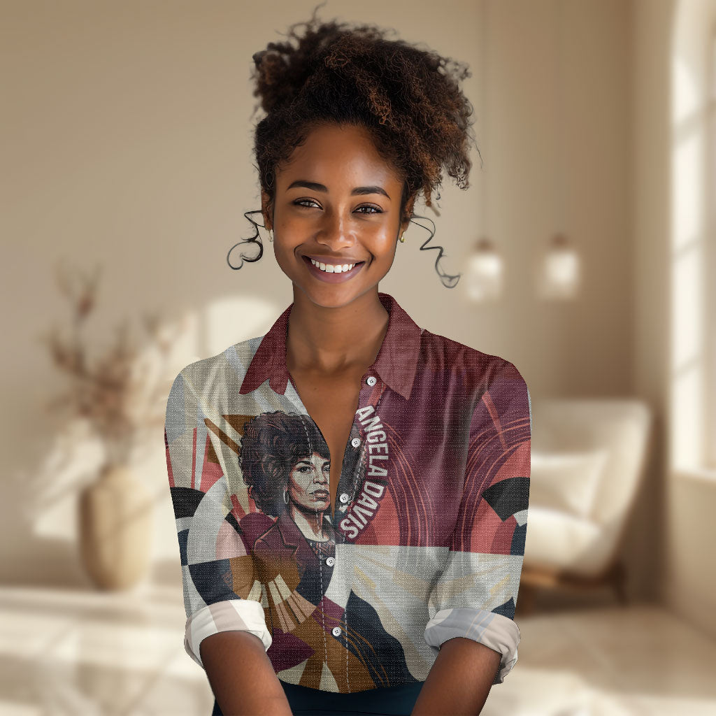 Angela Davis Black History Rights Activism Women Casual Shirt Abstract Geometric Pop Art Retro Civil Rights