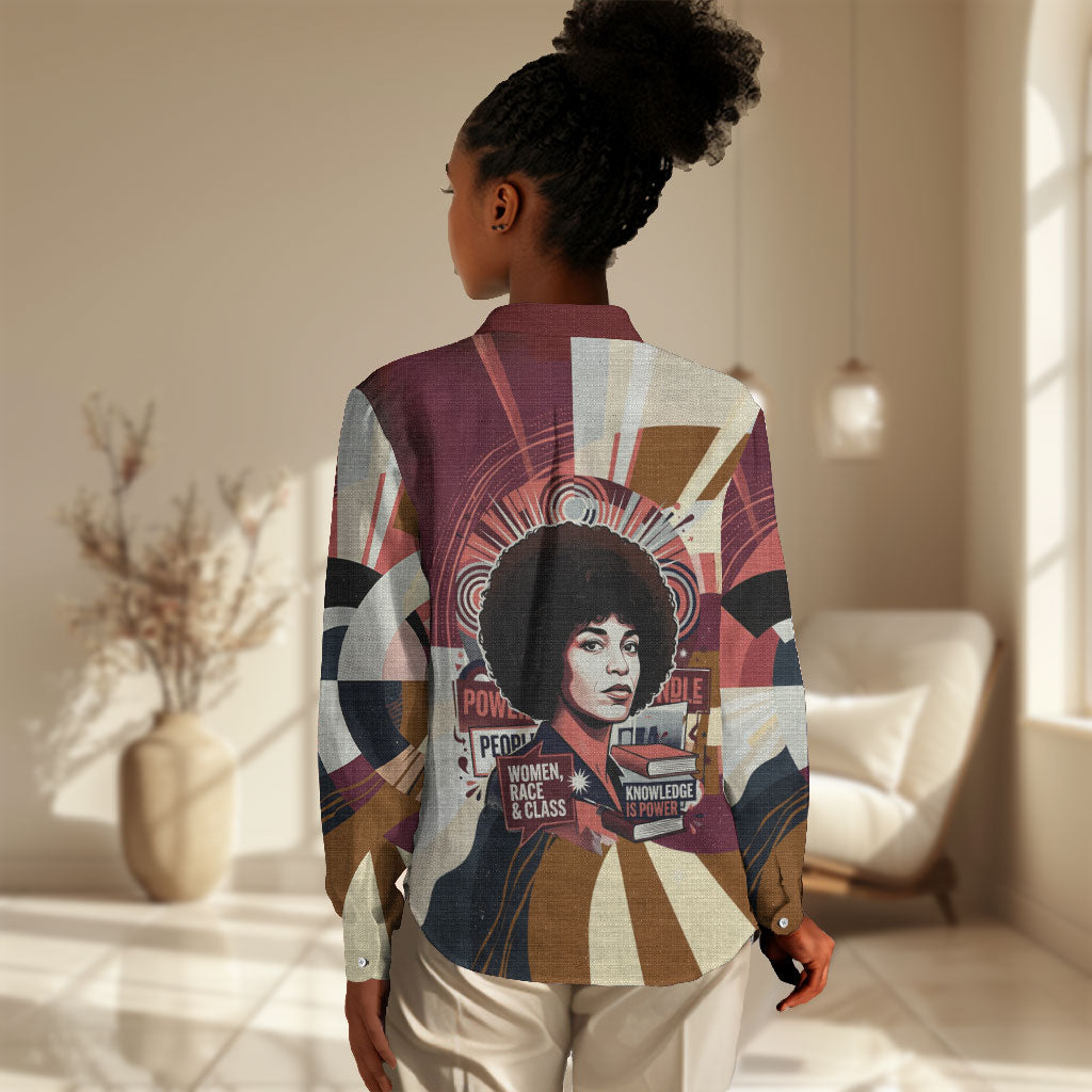 Angela Davis Black History Rights Activism Women Casual Shirt Abstract Geometric Pop Art Retro Civil Rights