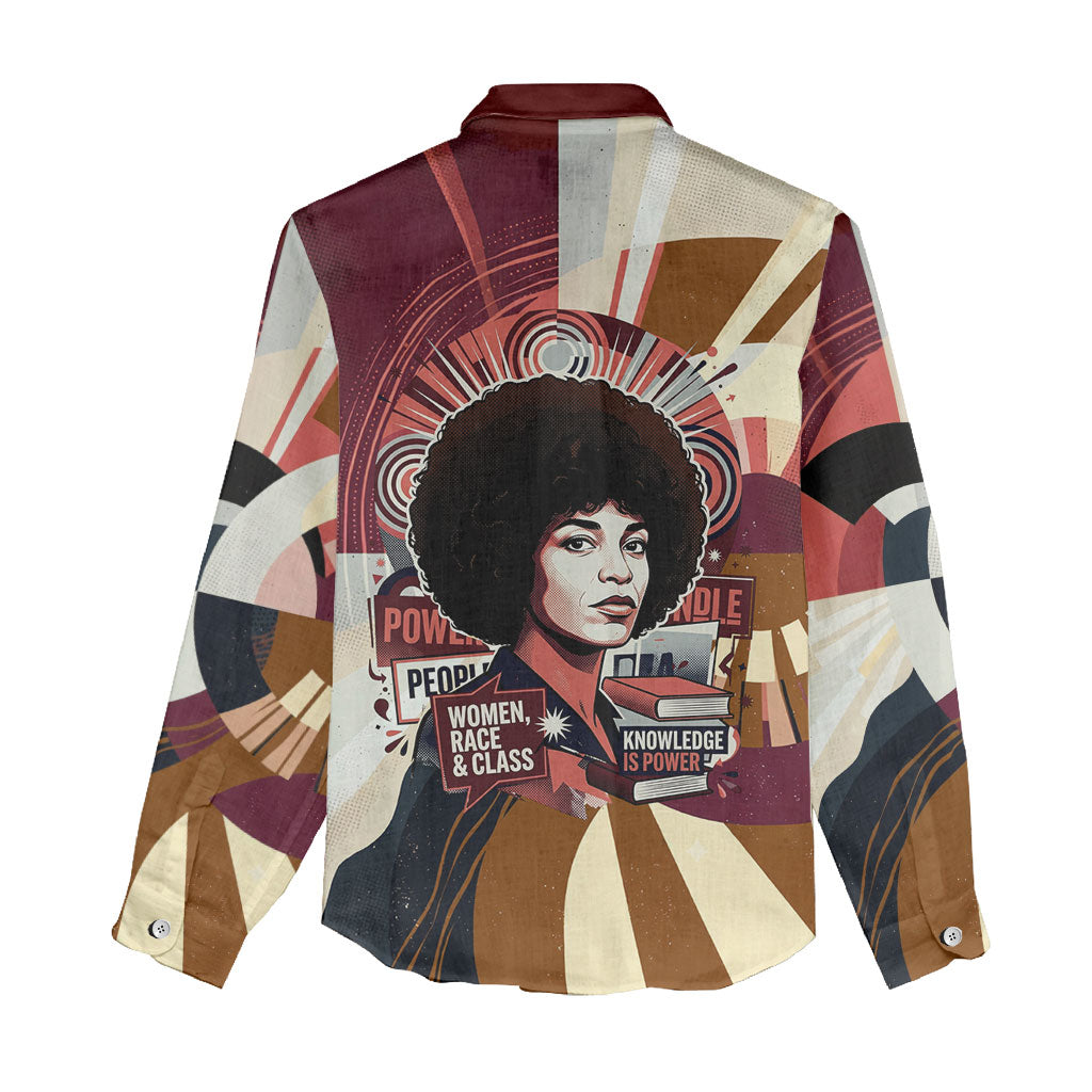 Angela Davis Black History Rights Activism Women Casual Shirt Abstract Geometric Pop Art Retro Civil Rights